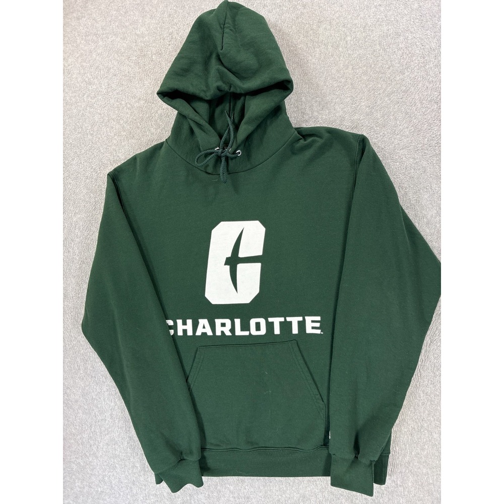 Charlotte 49er's Champion Screened Logo Hoodie Sweatshirt (Men's Medium) Green